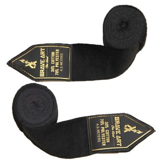 Bandages de Boxe 4,5m avec Scratch en Silicone noir et doré – Brave Art