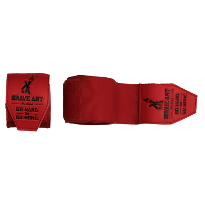 4.5m Boxing Wraps – Red & Black Velcro | Brave Art