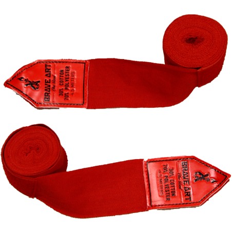Boxbandagen 4,5 m in Rot und Schwarz mit Silikon-Klettverschluss – Brave Art