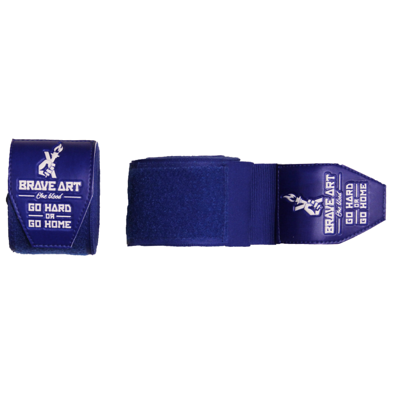 Bandages de boxe 4,5 m bleus et blancs avec scratch en silicone – Brave Art