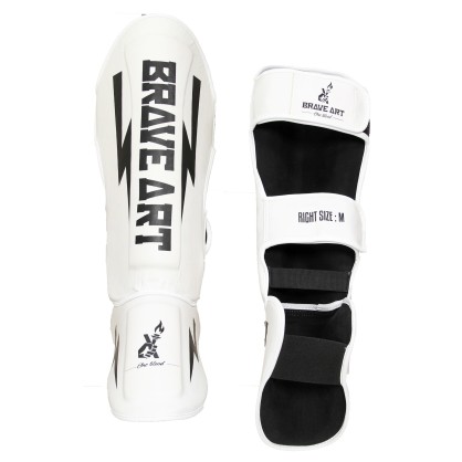 shin & Foot Guards Classic One – White & Black | Brave Art