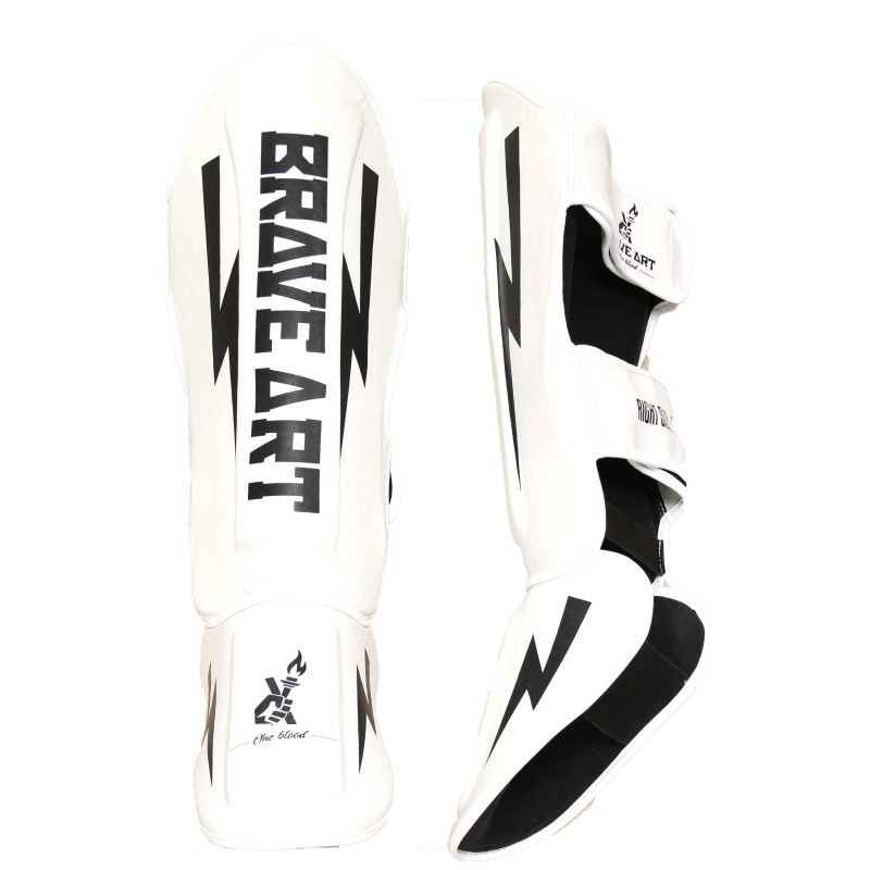 Shin Guards and Foot Protectors Classic One White & Black – Brave Art Shin Guards and Foot Protectors Classic One White & Black – Brave Art