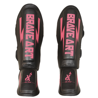 Protège-Tibias & Pieds Classic One – Noir & Rose | Brave Art