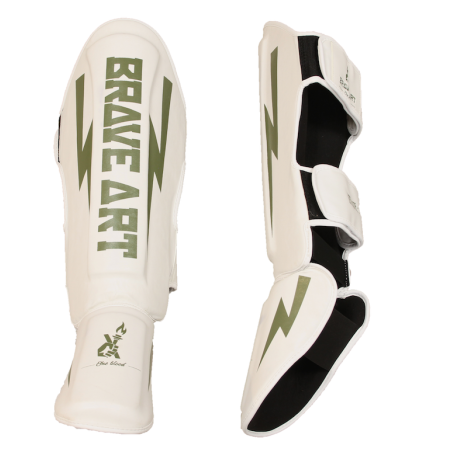Protège-Tibias & Pieds Classic One – Blanc & Vert | Brave Art