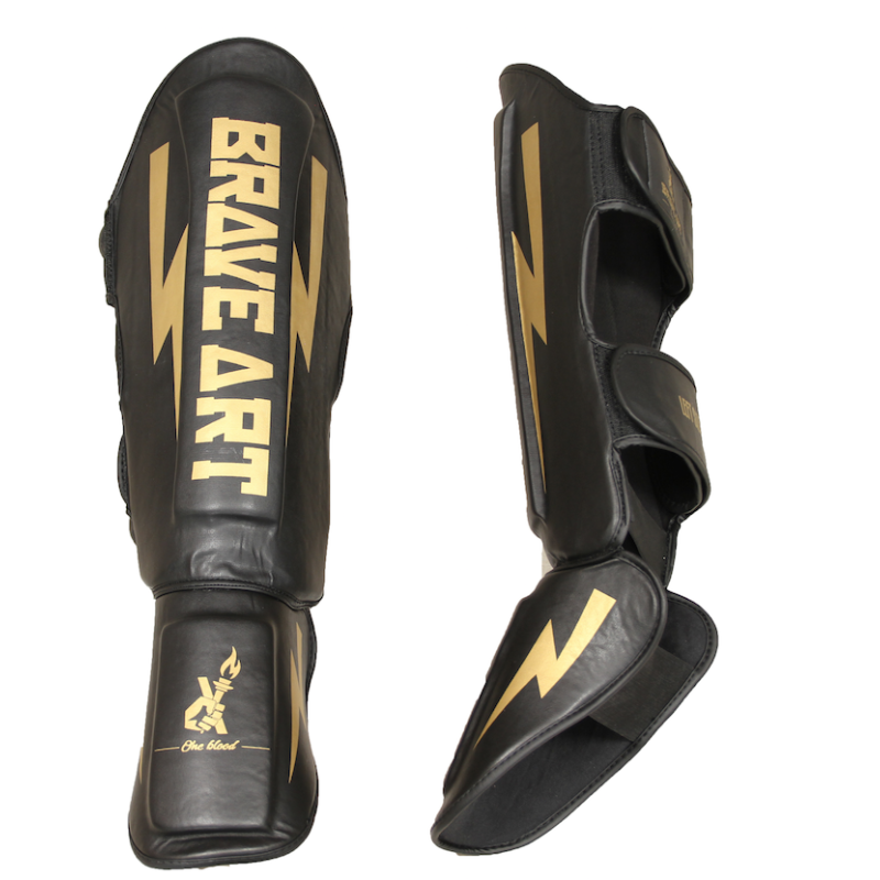 Shin Guards and Foot Protectors Classic One Black & Gold – Brave Art Shin Guards and Foot Protectors Classic One Black & Gold – Brave Art