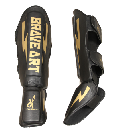 Protège-Tibias & Pieds Classic One – Noir & Or | Brave Art