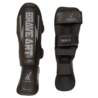 Protège-tibias et pieds Classic One Noir et Gris – Brave Art