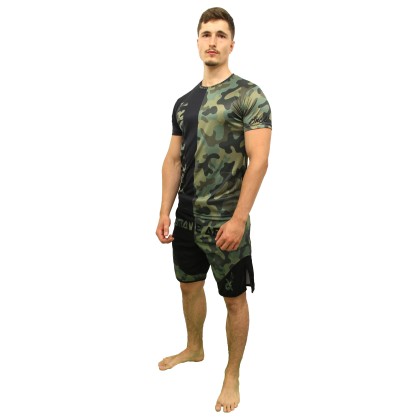 T-shirt Fast Dry Front Liner – Noir & Camouflage Vert