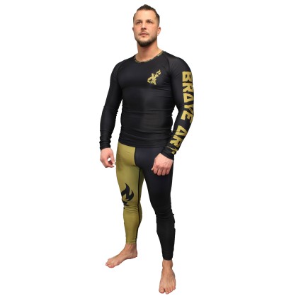 Rashguard BG Brave Art – Manches Longues Noir & Doré | Style & Perform