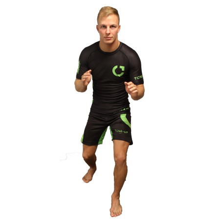 Rashguard Tone Up Brave Art – Manches Courtes Noir & Vert | Puissance