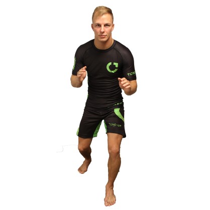 Rashguard Tone Up Brave Art – Manches Courtes Noir & Vert | Puissance