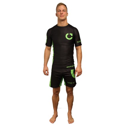 Tone Up Rashguard Brave Art – Kurzarm Schwarz & Grün | Kraft & Bewegun