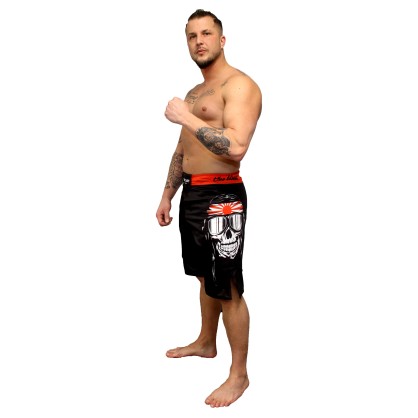 Banzaï MMA Shorts Brave Art – Black & Red | Samurai Style & Power