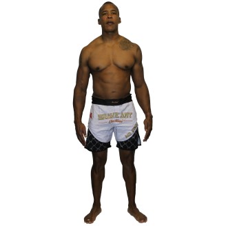 Short MMA Octogone Brave Art – Blanc | Résistance & Mobilité