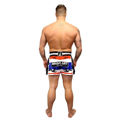Short Muay-Thaï Brave Art – Lion Blanc Bleu Rouge | Style Thai & Puiss