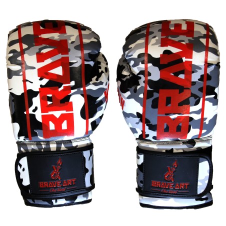 Classic One Boxing Gloves Camo Grey & Red – Brave Art