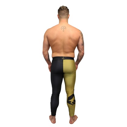 BG Brave Art Spats – Black & Gold Compression Leggings for Fighters