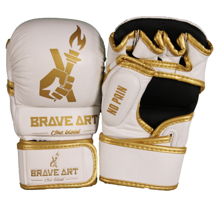 Guanti MMA Sparring Pelle Bianco & Oro – Brave Art