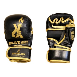 Black & Gold Leather MMA Sparring Gloves – Brave Art