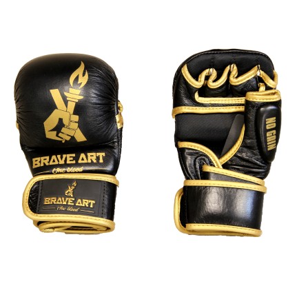 Guanti MMA Sparring Pelle Nero & Oro – Brave Art